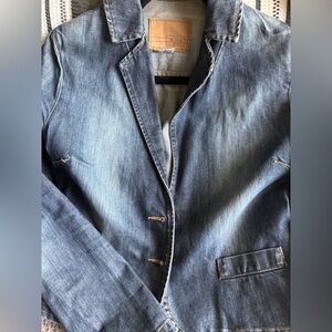 Zara Dark Blue Denim Blazer Jacket Medium LN